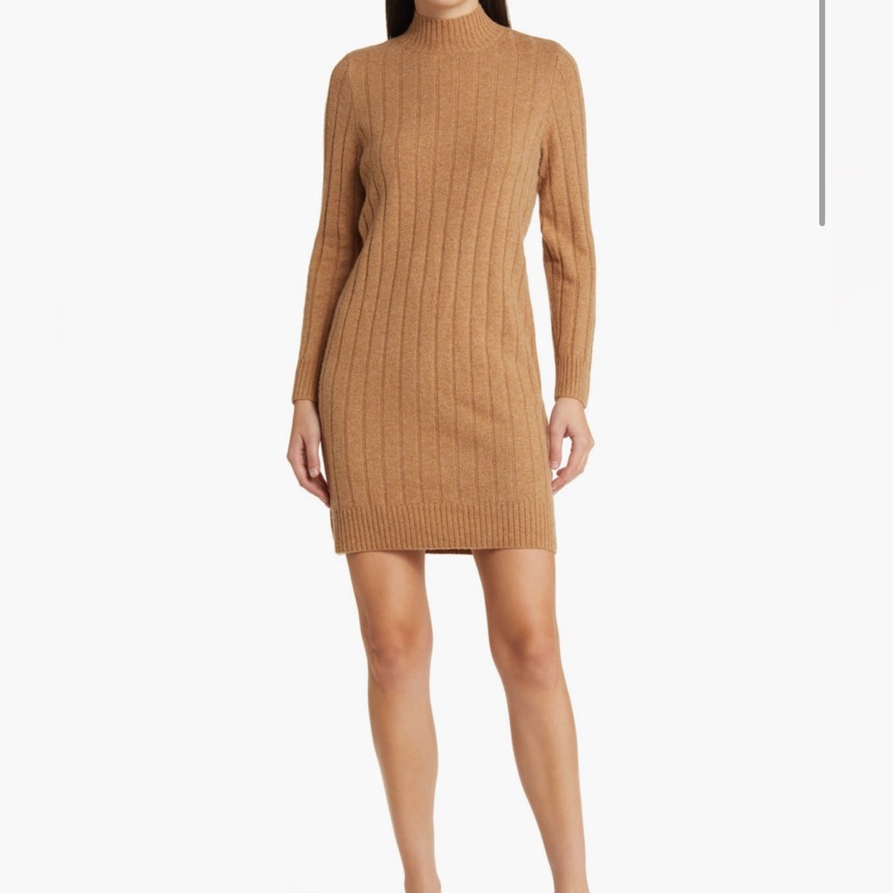 Bosh Long Sleeve Wool Blend Rib Sweater Dress